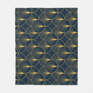 Art Deco Elegance: Fan Motifs Fleece Blanket