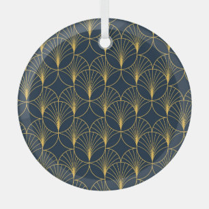 Art Deco Elegance: Fan Motifs Glass Tree Decoration