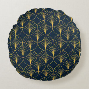 Art Deco Elegance: Fan Motifs Round Cushion