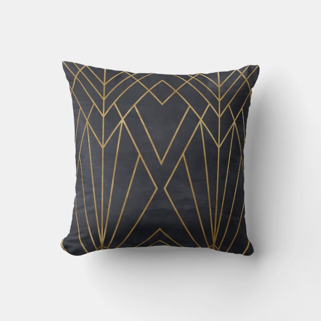 Art Deco Elegance: Geometric Glamour Cushion (Front)