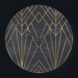 Art Deco Elegance: Geometric Glamour Large Clock<br><div class="desc">Seamless geometric pattern on paper texture. Art Deco background Art Deco vibes in a subtle geometric pattern. Classic and elegant! Art Deco elegance, a fine pattern for a classic touch. art, geometric, background, gold, seamless, decor, classic, dark, ornament, modern, golden, illustration, texture, retro, line, blue, decoration, wrapping paper, elegant pattern,...</div>
