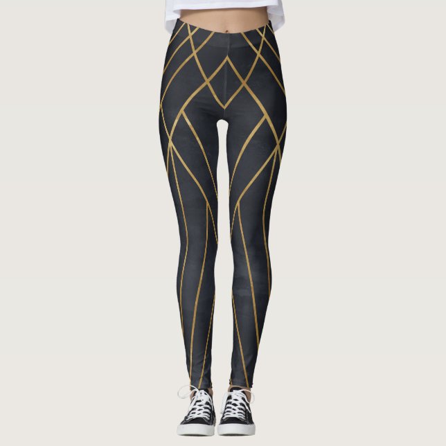 Art Deco Elegance: Geometric Glamour Leggings (Front)