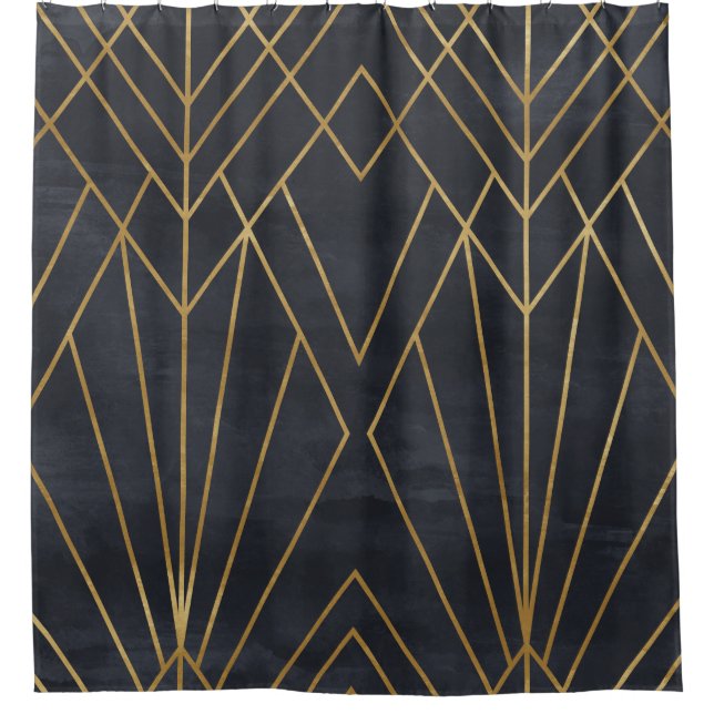 Art Deco Elegance: Geometric Glamour Shower Curtain (Front)