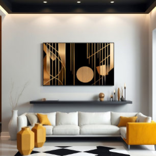 Art Deco Elegance Golden Lines Poster