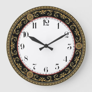 Art Deco Elegant Black and Gold Large Clock