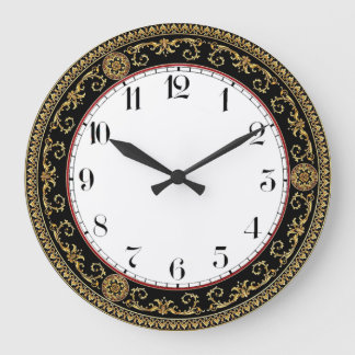 Art Deco Elegant Black and Gold Large Clock