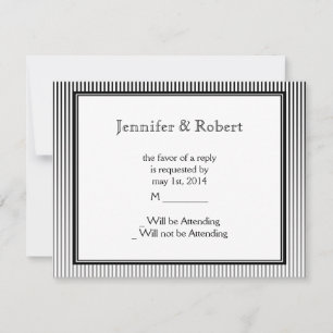 Art Deco Elegant Black and White Stripe RSVP Card