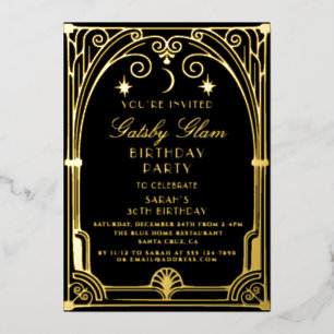 Art Deco Elegant Black Gold 20s Classic Birthday