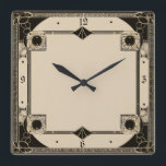 Art Deco Elegant Black Square Wall Clock<br><div class="desc">Great clock design. You will love it like others. Be free to use this design fro other product you like or to customise and add your text. Follow me for more. Thank you. Have a nice day.</div>