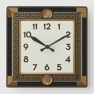 Art Deco Elegant Black Square Wall Clock