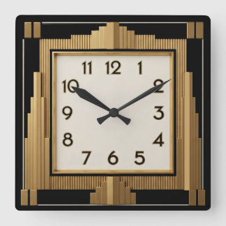 Art Deco Elegant Black Square Wall Clock