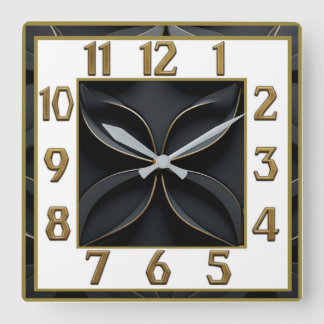Art Deco Elegant Black Square Wall Clock