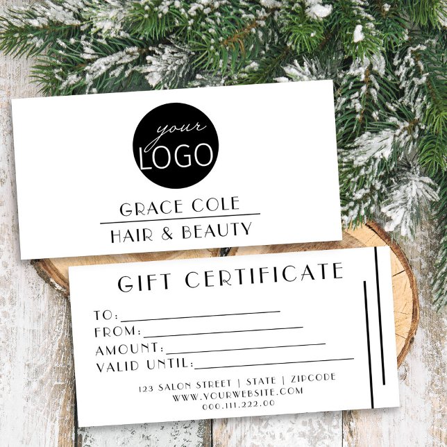 Art Deco Elegant Business Logo Gift Certificate (Logo branded christmas gift certificates by Busy Business Bee)
