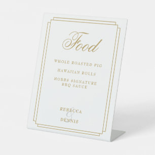 Art Deco Elegant Chic Gold Food Menu Pedestal Sign