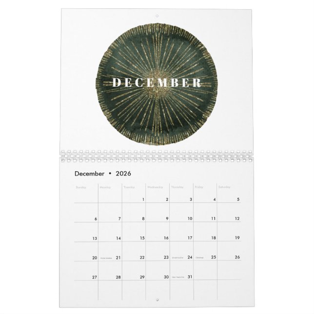 Art Deco Elegant Full Year Calendar (Dec 2026)