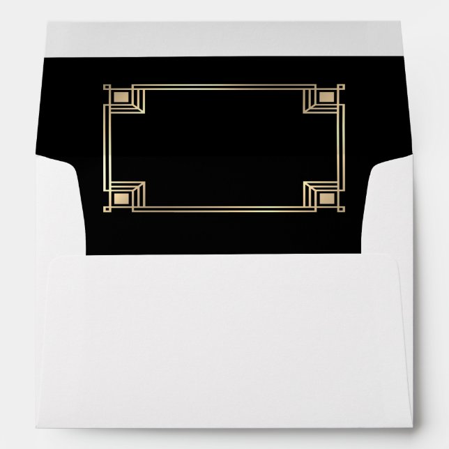 Art Deco Elegant Gold Frame Return Address Envelope (Back (Bottom))
