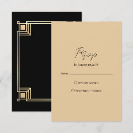 Art Deco Elegant Gold Frame RSVP Card