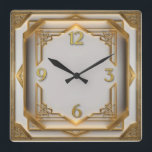 Art Deco Elegant Gold Square Wall Clock<br><div class="desc">Great clock design. You will love it like others. Be free to use this design for other product you like or to customize and add your text. Follow me for more. Thank you. Have a nice day.</div>