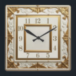 Art Deco Elegant Gold Square Wall Clock<br><div class="desc">Great clock design. You will love it like others. Be free to use this design for other product you like or to customise and add yoru text. Follow me for more. Thank you. Have a nice day.</div>