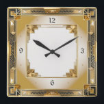 Art Deco Elegant Gold Square Wall Clock<br><div class="desc">Great clock design. You will love it like others. Be free to use this design for other product you like or to customise and add your text. Follow me for more. Thank you. Have a nice day.</div>