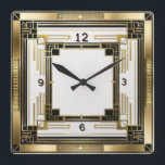 Art Deco Elegant Gold Square Wall Clock<br><div class="desc">Great clock design. You will love it like others. Be free to use this design for other product you like or to customise and add your text. Follow me for more. Thank you. Have a nice day.</div>