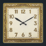Art Deco Elegant Gold Square Wall Clock<br><div class="desc">Great clock design. You will love it like others. Be free to use this design for other product you like or to customize and add your text. Follow me for more. Thank you. Have a nice day.</div>