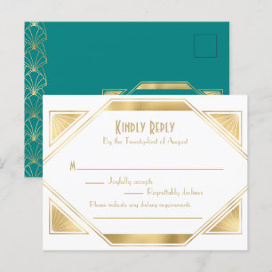 Art Deco elegant Great Gatsby RSVP Invitation Post Postcard