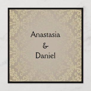 Art Deco elegant greish damask wedding invitation