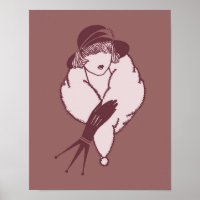 Art Deco Elegant Lady In Hat