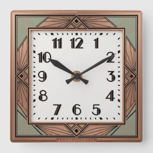 Art Deco Elegant Pink Square Wall Clock