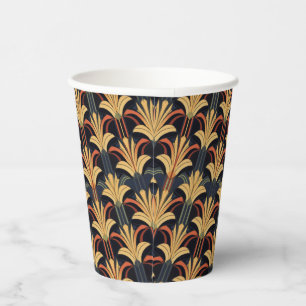 Art Deco Elegant Red Gold Black Paper Cups