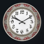 Art Deco Elegant Red Wall Large Clock<br><div class="desc">Great clock design. You will love it like others. Be free to use this design for other product you like or to customize and add your text. Follow me for more. Thank you. Have a nice day.</div>