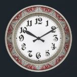 Art Deco Elegant Red Wall Large Clock<br><div class="desc">Great clock design. You will love it like others. Be free to use this design for other product you like or to customize and add your text. Follow me for more. Thank you. Have a nice day.</div>