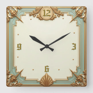Art Deco Elegant Square Wall Clock
