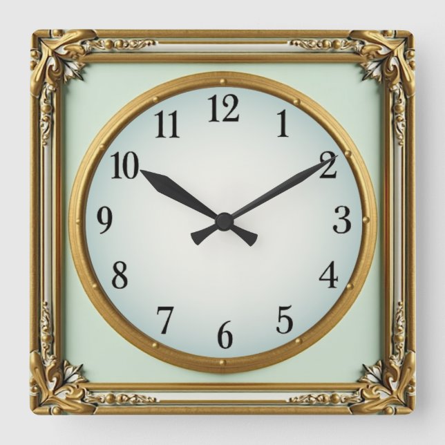 Art Deco Elegant Square Wall Clock (Front)