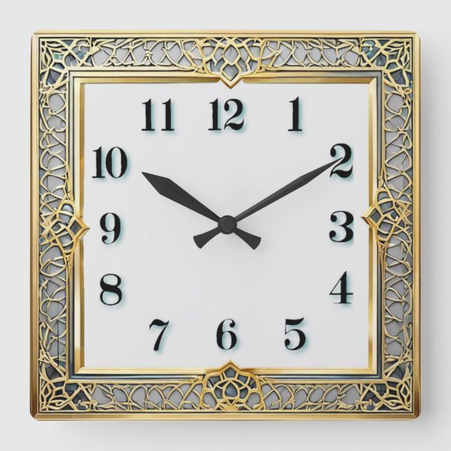 Art Deco Elegant Square Wall Clock (Front)