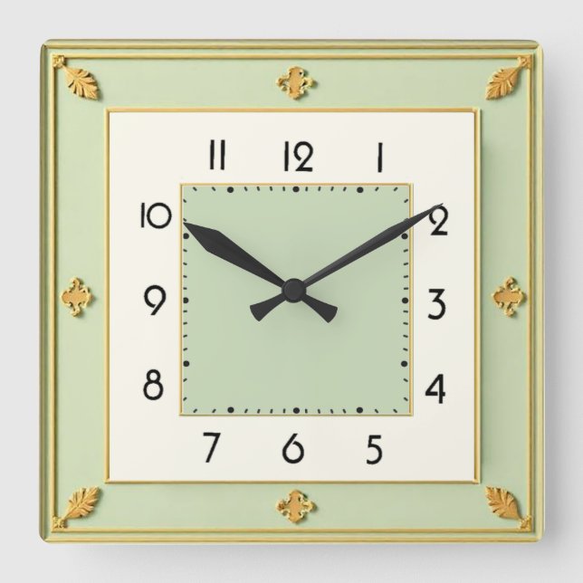 Art Deco Elegant Square Wall Clock (Front)