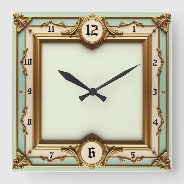 Art Deco Elegant  Square Wall Clock (Front)