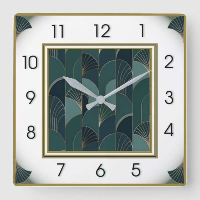 Art Deco Elegant Square Wall Clock (Front)