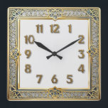 Art Deco Elegant Square Wall Clock<br><div class="desc">Great clock design. You will love it like others. Be free to use this design for other product you like or to customize and add your text. Follow me for more. Thank you. Have a nice day.</div>