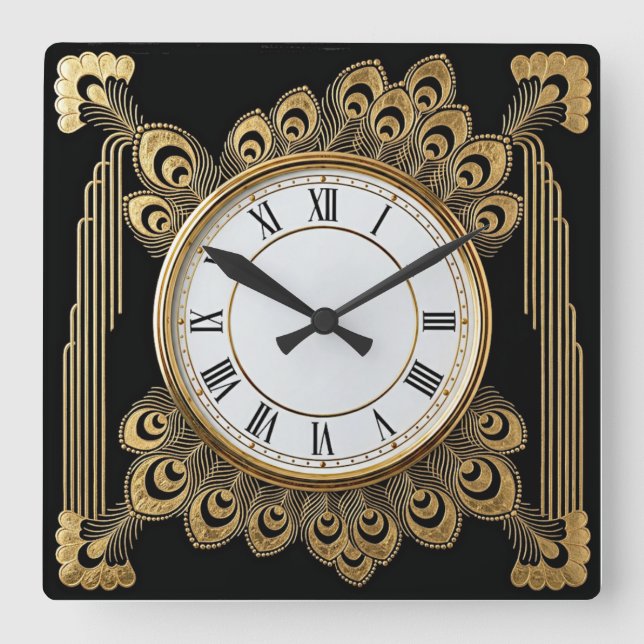 Art Deco Elegant Square Wall Clock (Front)