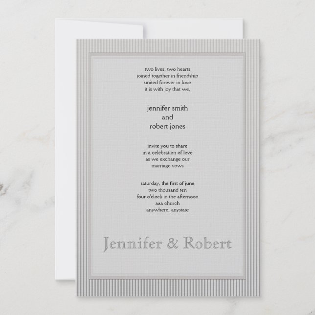 Art Deco Elegant Stripe Wedding Invitation (Front)