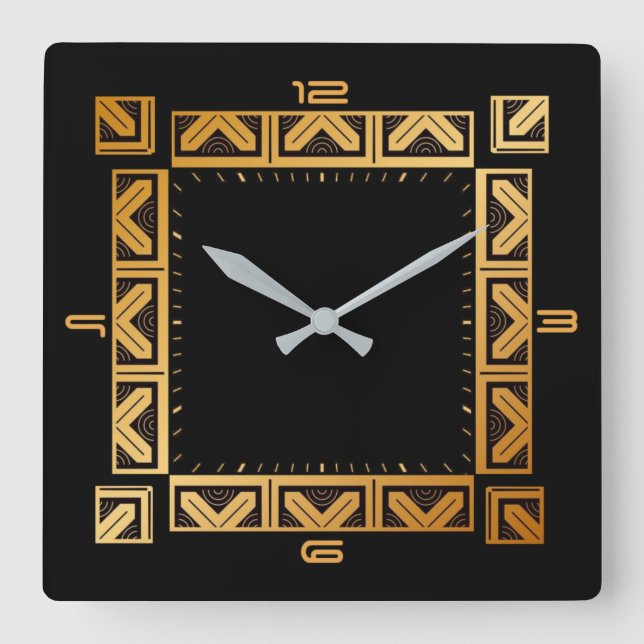 Art Deco elegant style Square Wall Clock (Front)