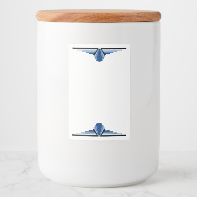 Art deco element in blue food label (Front)