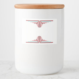 Art deco element in dark peach & aqua food label