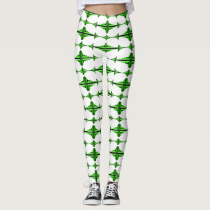 Art deco element in deep green Leggings