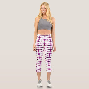 Art deco element in deep pink capri leggings