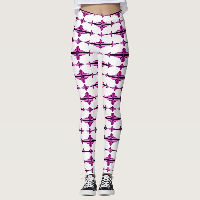 Art deco element in deep pink Leggings (Front)