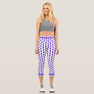 Art deco element in deep purple capri leggings
