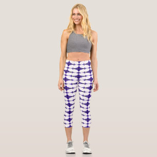 Art deco element in deep purple capri leggings